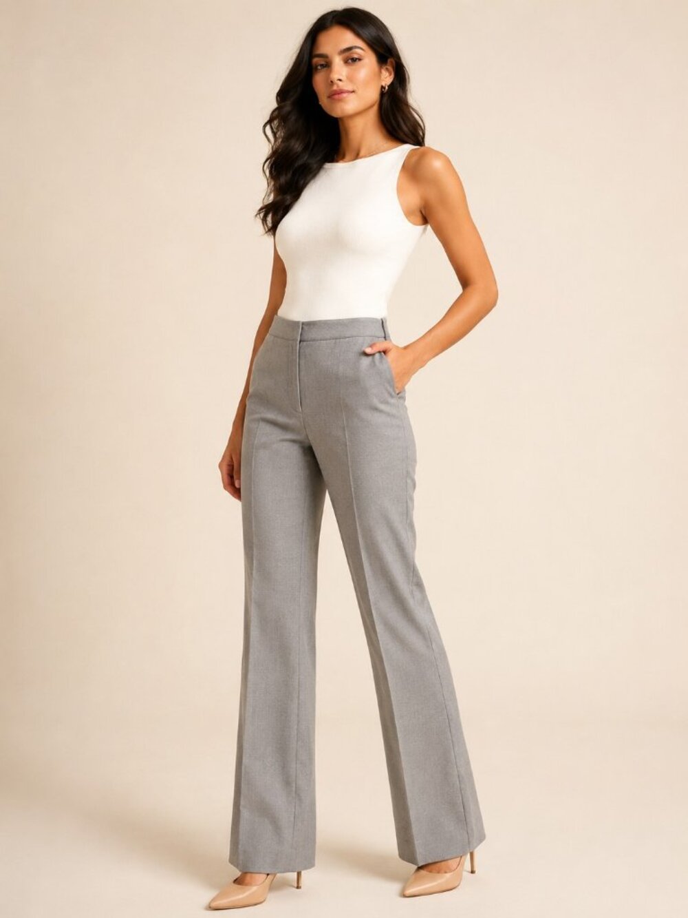 NWOT Hugo Boss NWOT Gray Lightweight Tailored Bootcut Dress Pants, Tall Fit